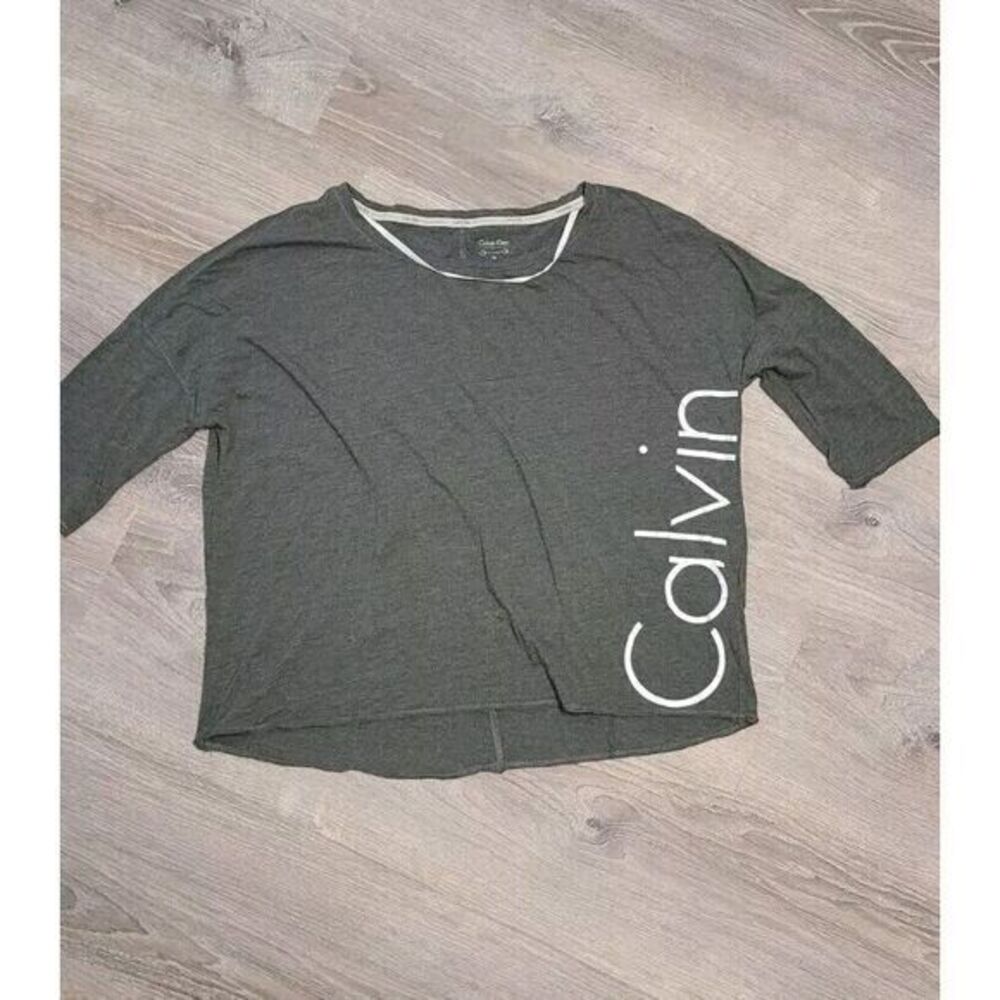 Calvin Klein Women's Performance Stretch Relaxed-Fit Top Grey Size XL